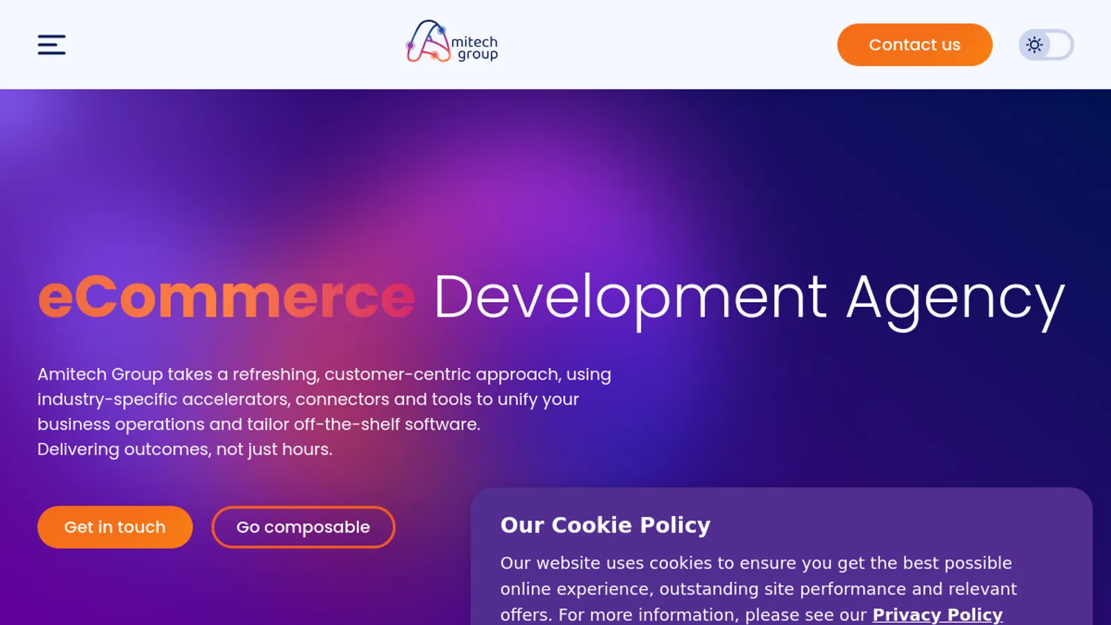 Screenshot of the Amitech Group homepage