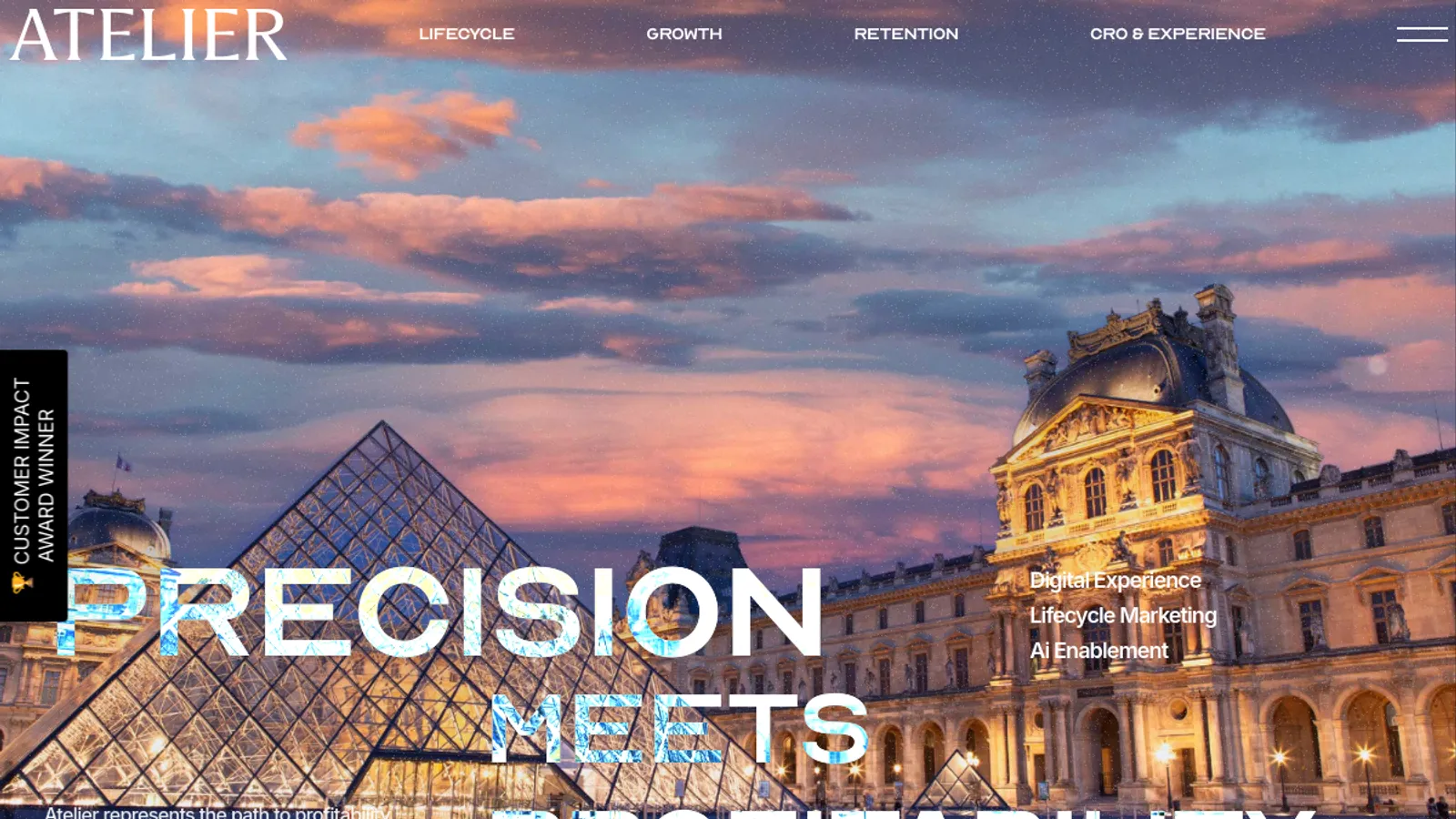 Screenshot of the Atelier Commerce homepage