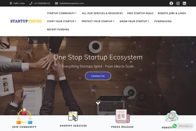 Screenshot of the StartupVisors homepage