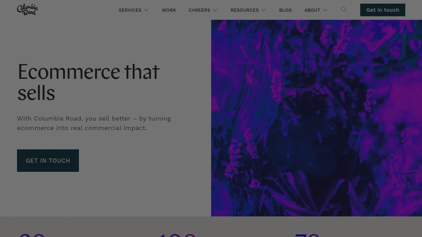 Screenshot of the Columbia Road homepage