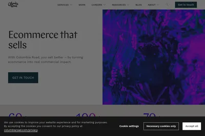 Screenshot of the Columbia Road homepage