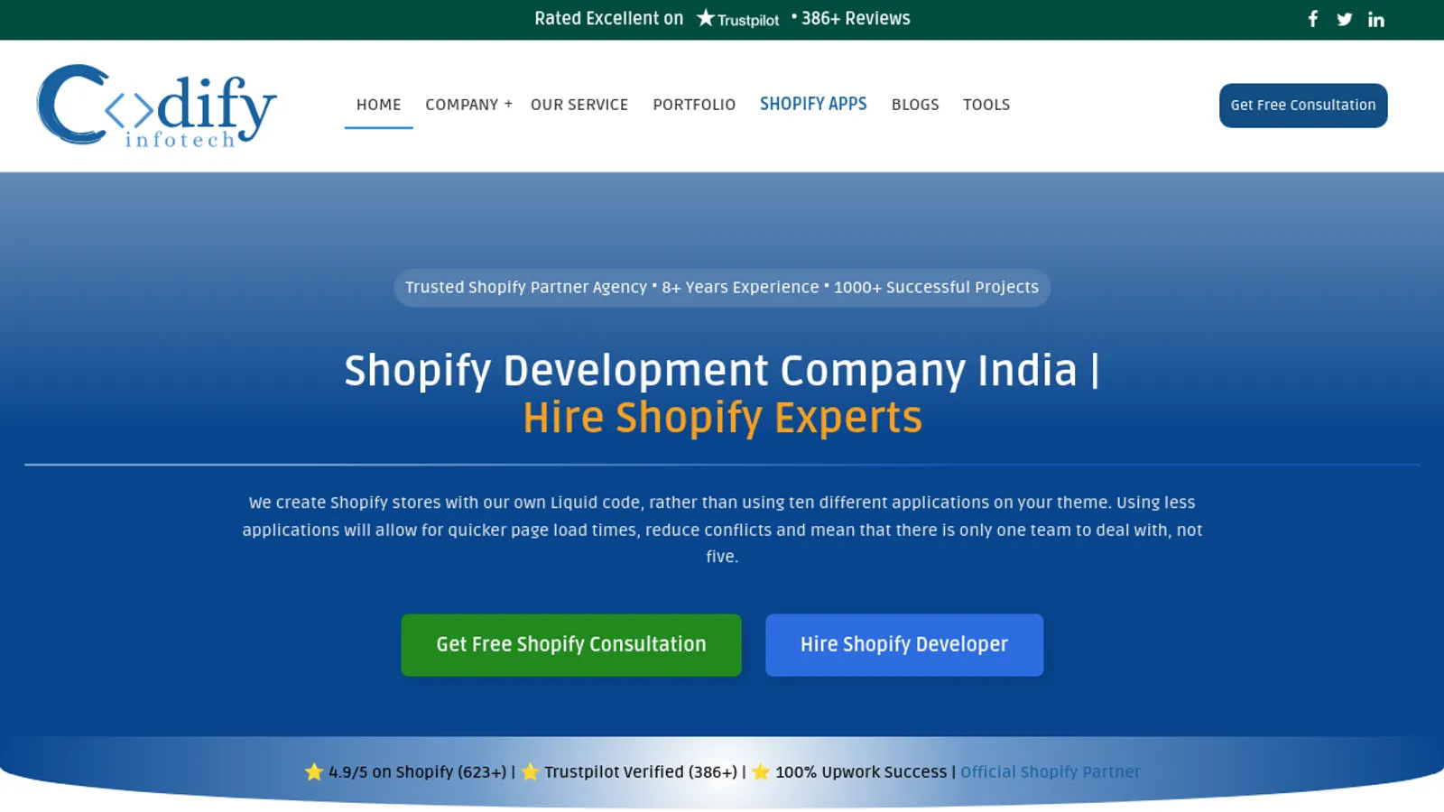 Screenshot of the Codify Infotech homepage