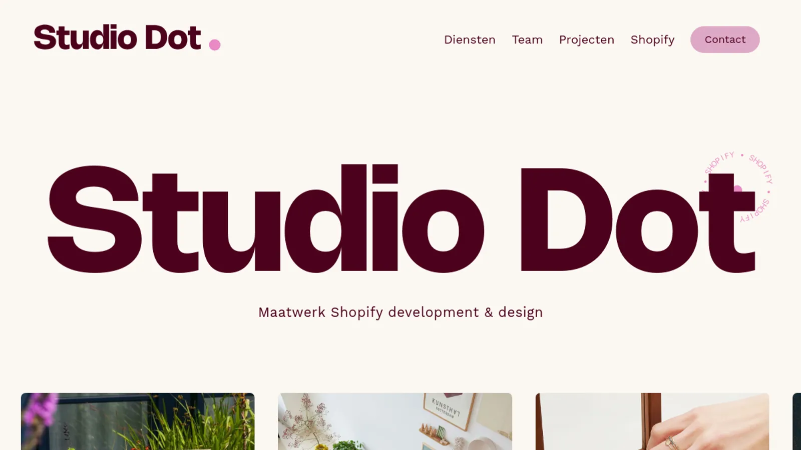 Screenshot of the Studio Dot homepage