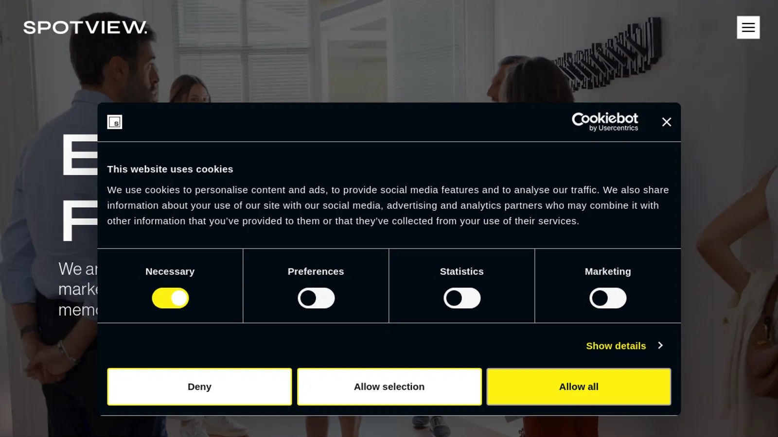 Screenshot of the SpotView srl homepage