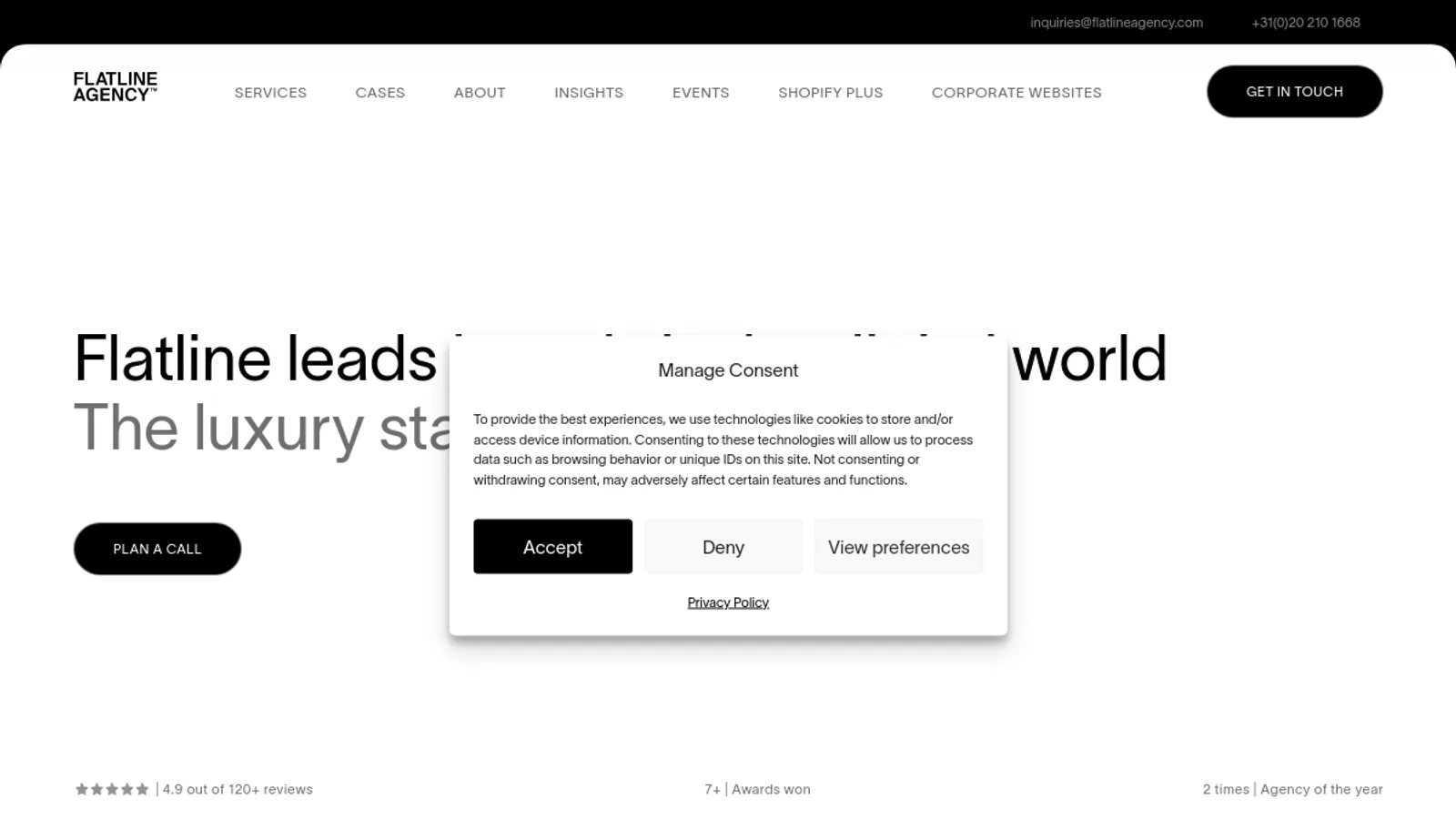 Screenshot of the Flatline Agency homepage