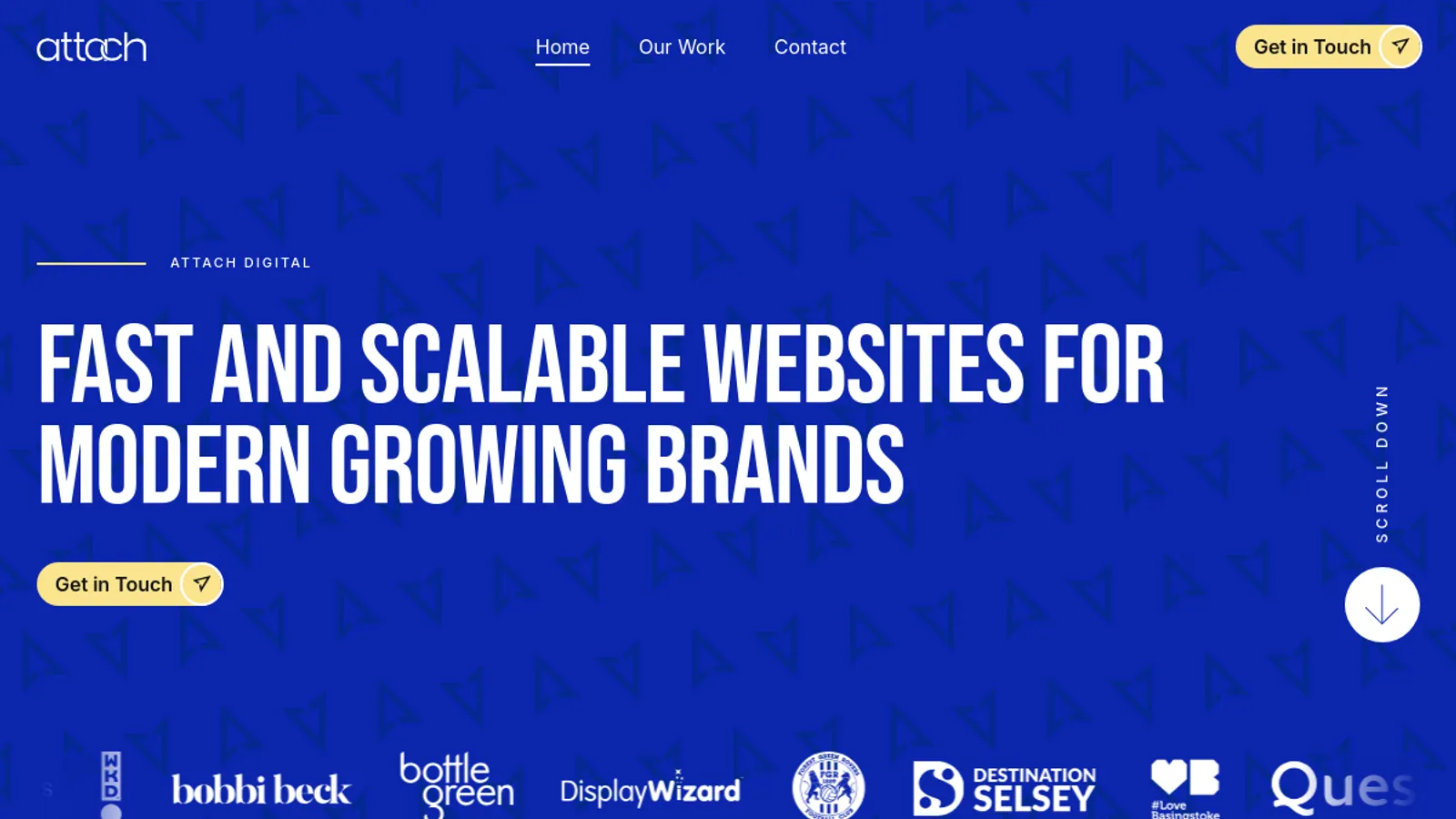 Screenshot of the Attach Digital homepage