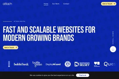 Screenshot of the Attach Digital homepage