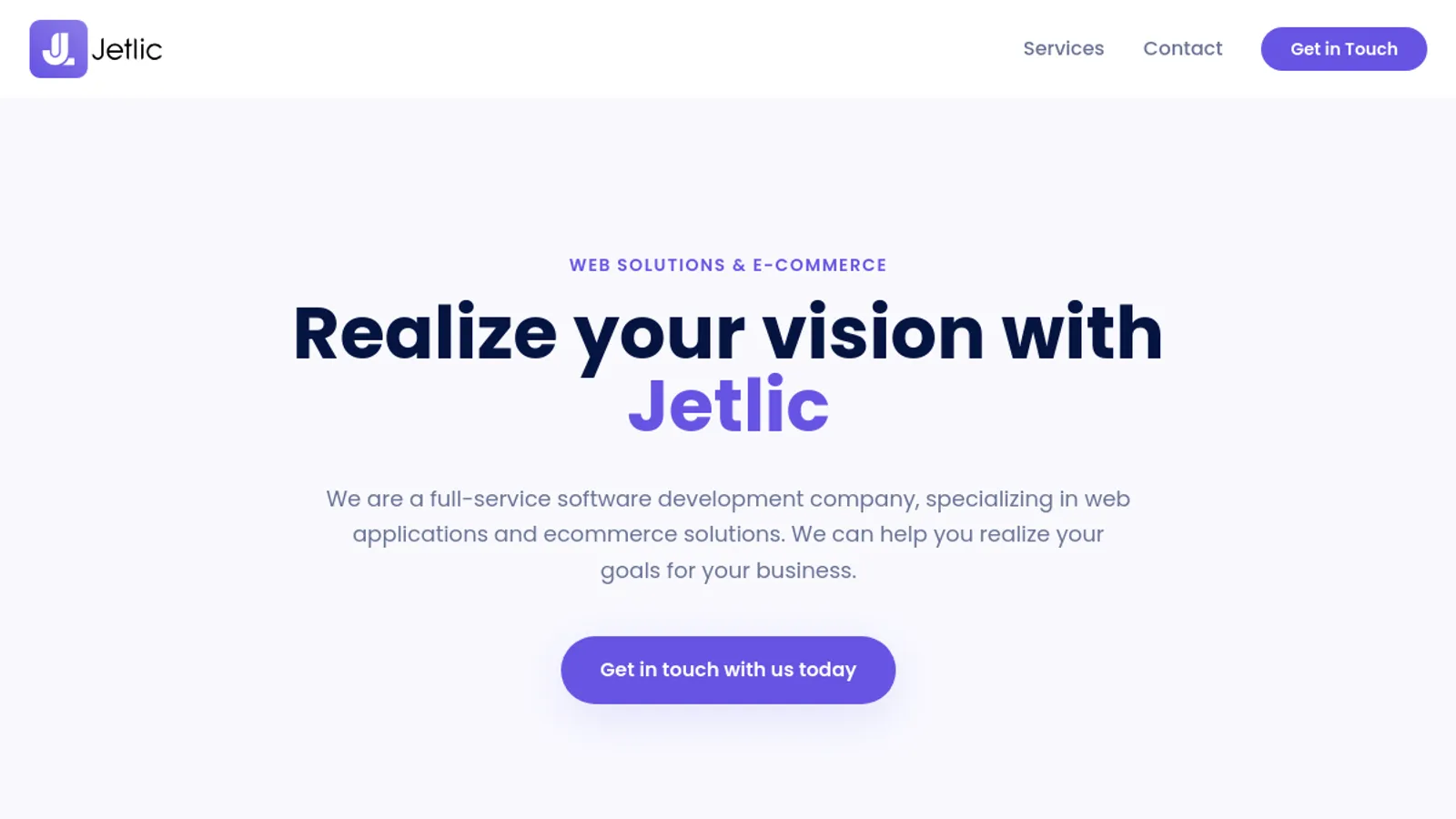 Screenshot of the Jetlic homepage