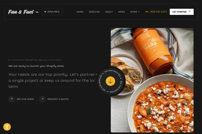 Screenshot of the Fan & Fuel homepage
