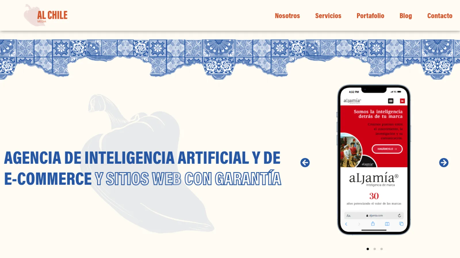 Screenshot of the Al Chile Media homepage