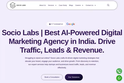 Screenshot of the Socio Labs homepage