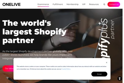 Screenshot of the ONELIVE homepage
