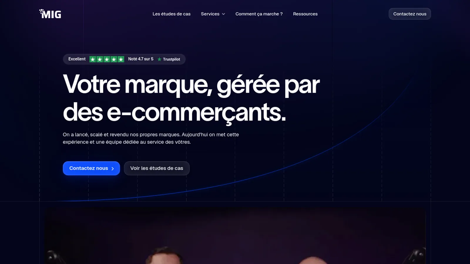 Screenshot of the MIG homepage