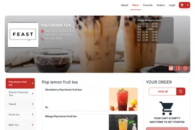 VOLS BOBA TEA website homepage