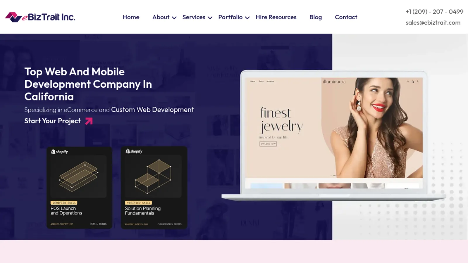 Screenshot of the eBizTrait Inc homepage