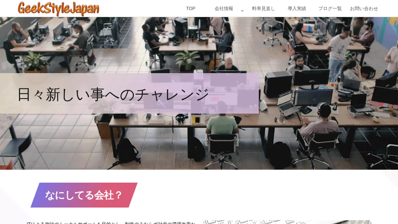 Screenshot of the 株式会社GeekStyleJapan homepage