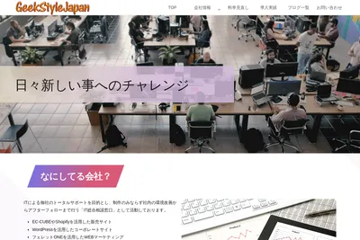 Screenshot of the 株式会社GeekStyleJapan homepage