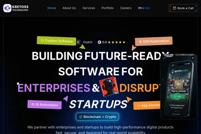 Screenshot of the Kretoss Technology homepage