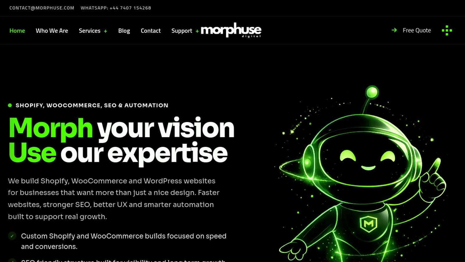 Screenshot of the Morphuse Digital homepage