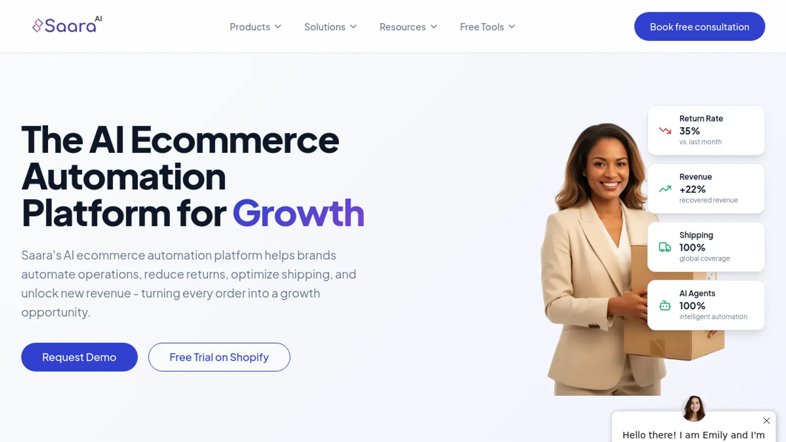 Screenshot of the Saara Inc homepage