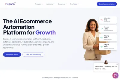 Screenshot of the Saara Inc homepage