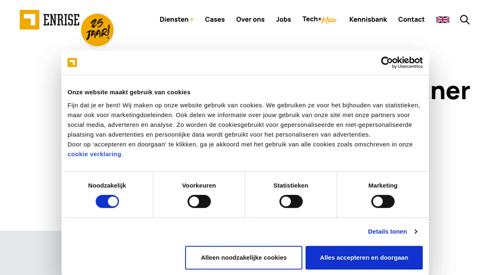 Screenshot of the Enrise homepage