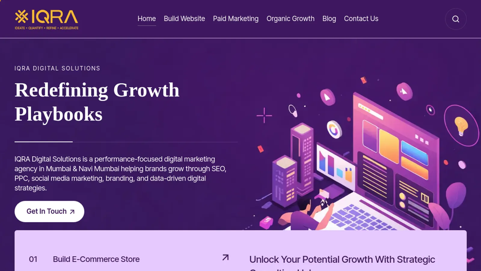 Screenshot of the IQRA Digital Solution homepage