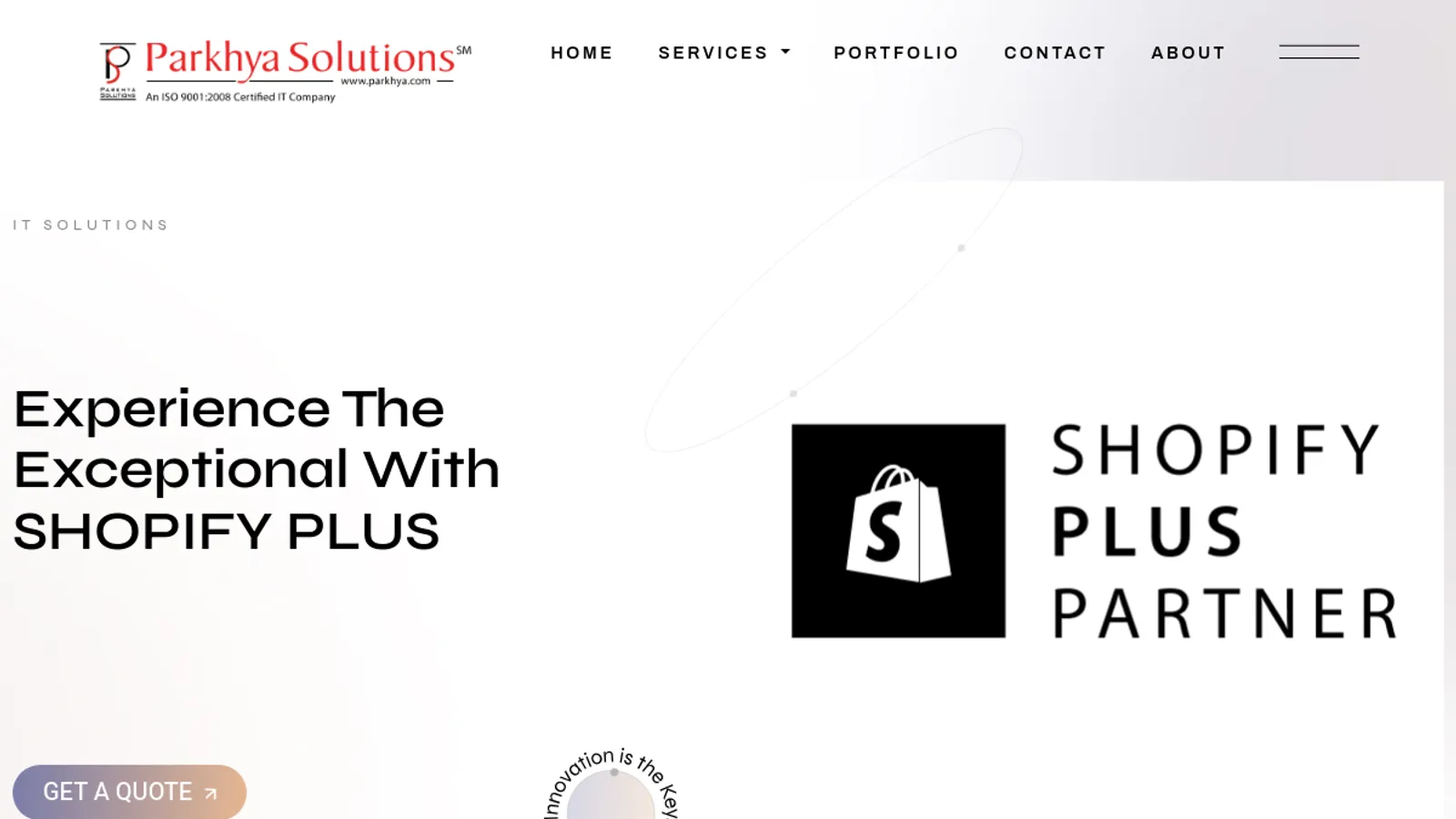 Screenshot of the Parkhya Solutions homepage