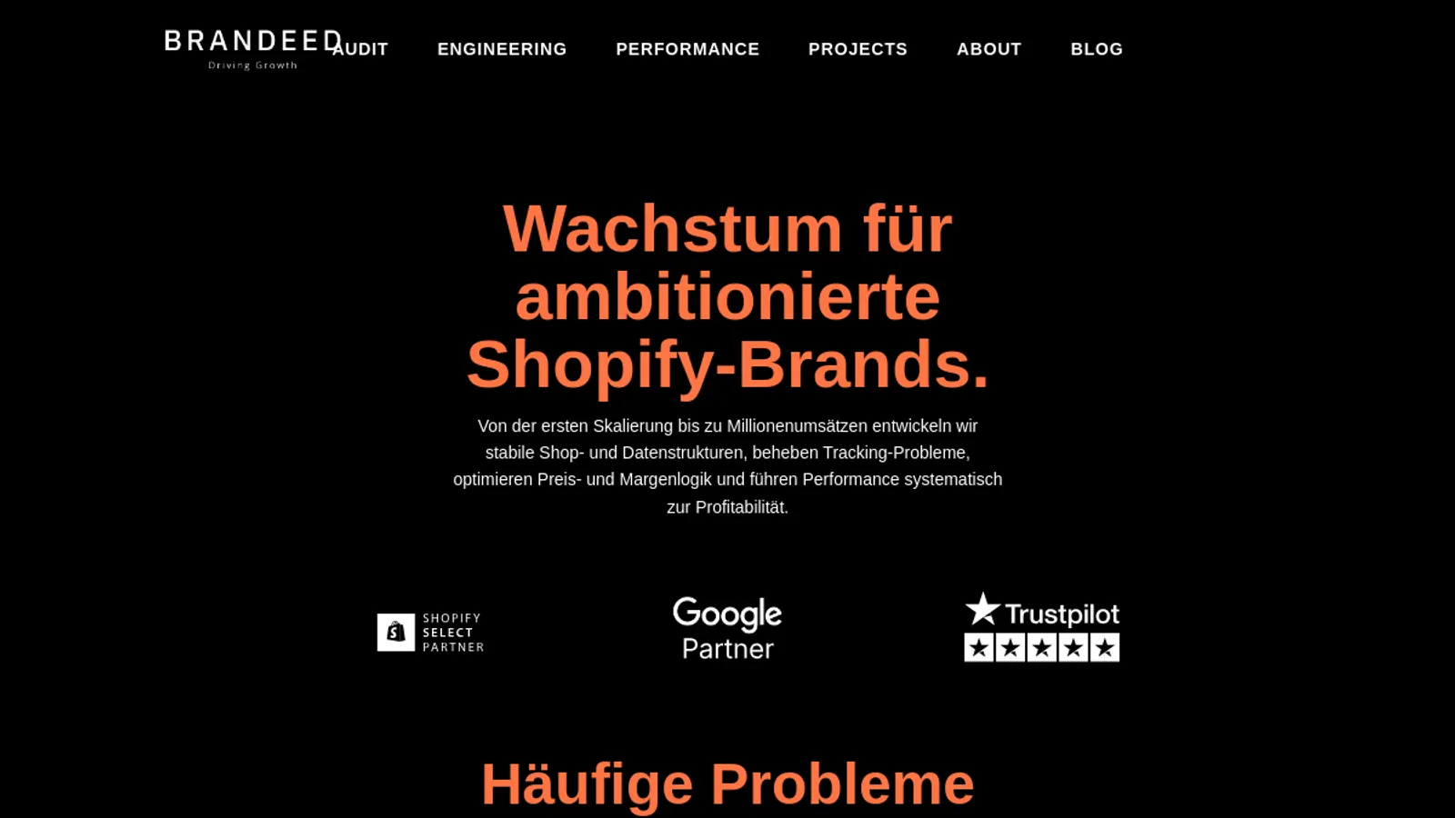 Screenshot of the Brandeed homepage