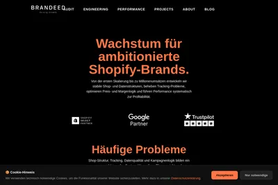 Screenshot of the Brandeed homepage