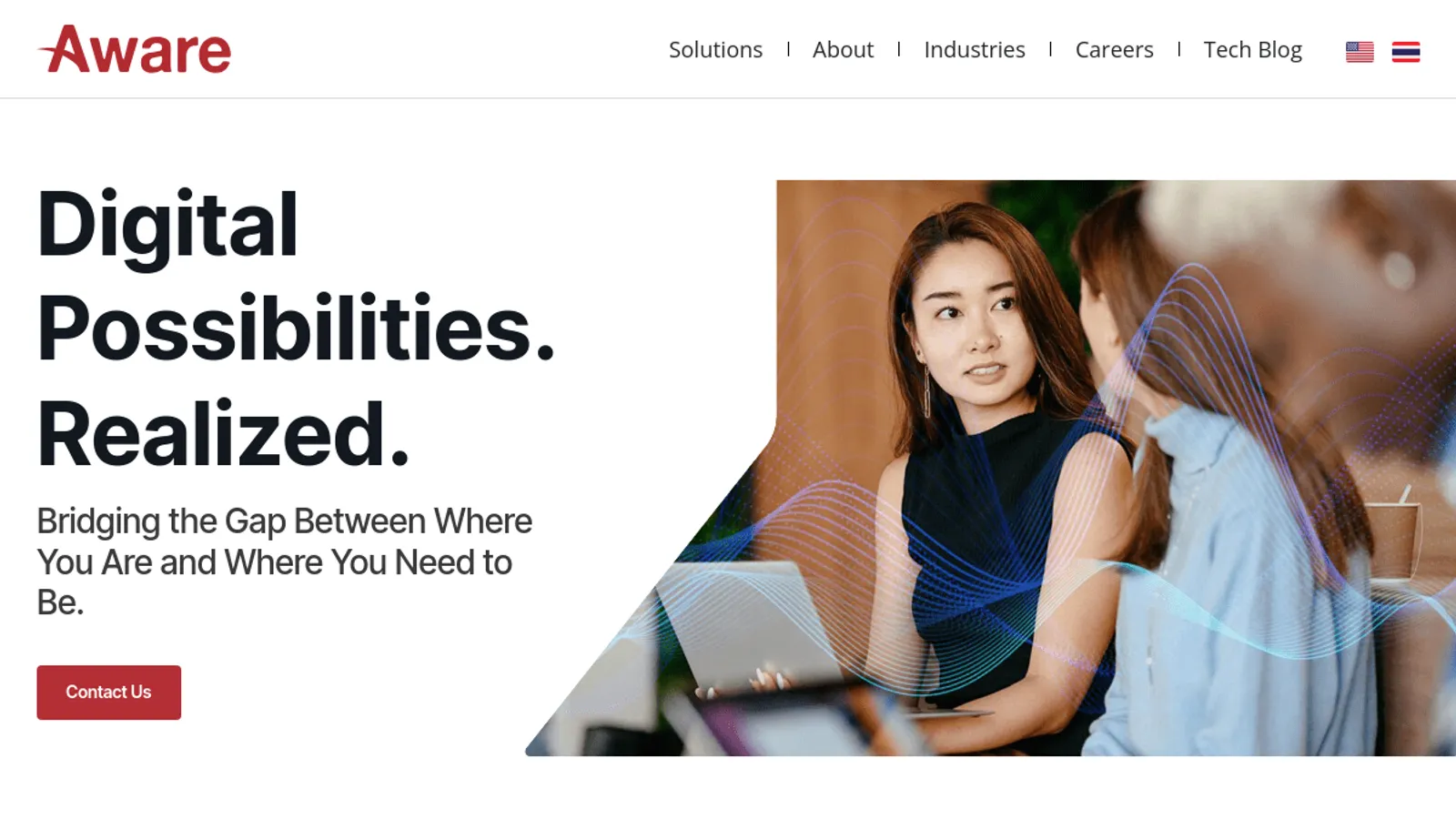 Screenshot of the Aware Group homepage