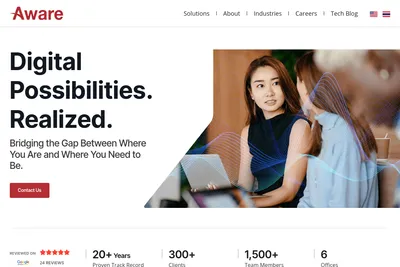 Screenshot of the Aware Group homepage