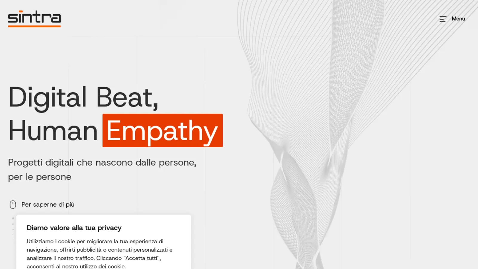 Screenshot of the Sintra homepage