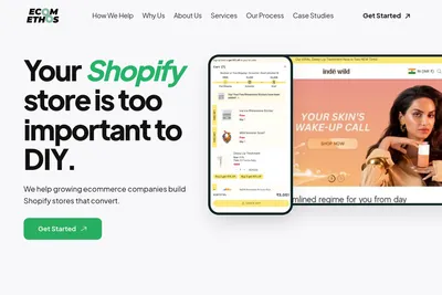 Screenshot of the Ecom Ethos homepage