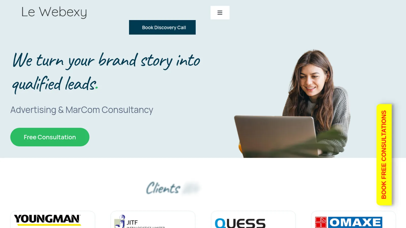 Screenshot of the Le Webexy Private Limited homepage