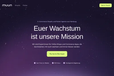 Screenshot of the muun homepage