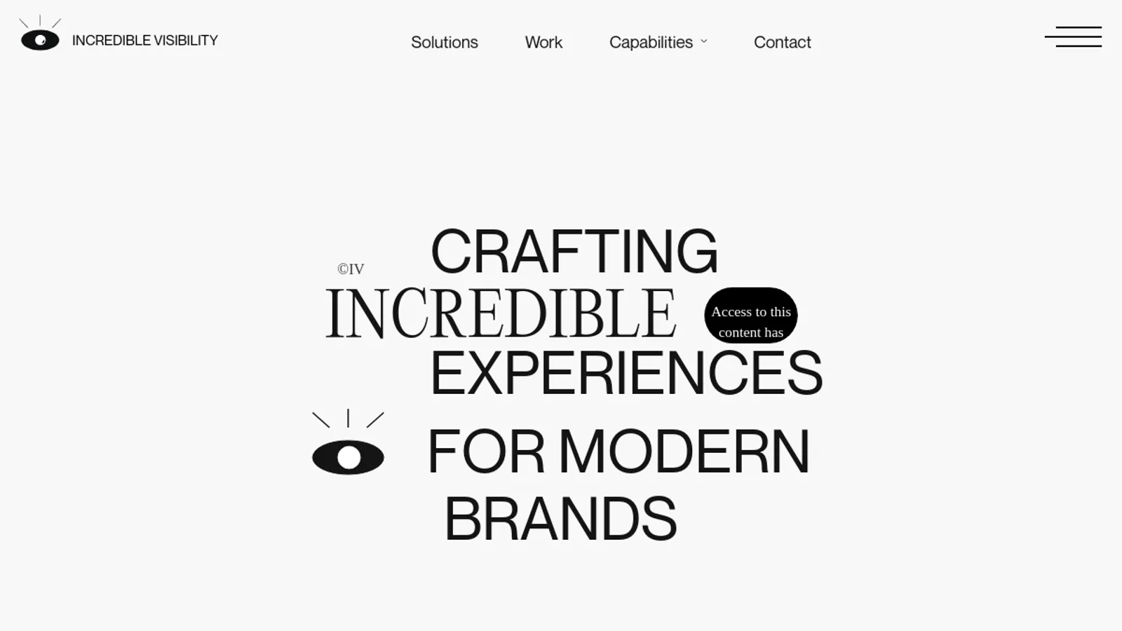 Screenshot of the Incredible Visibility homepage