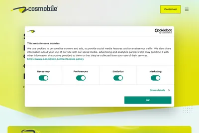 Screenshot of the Cosmobile homepage