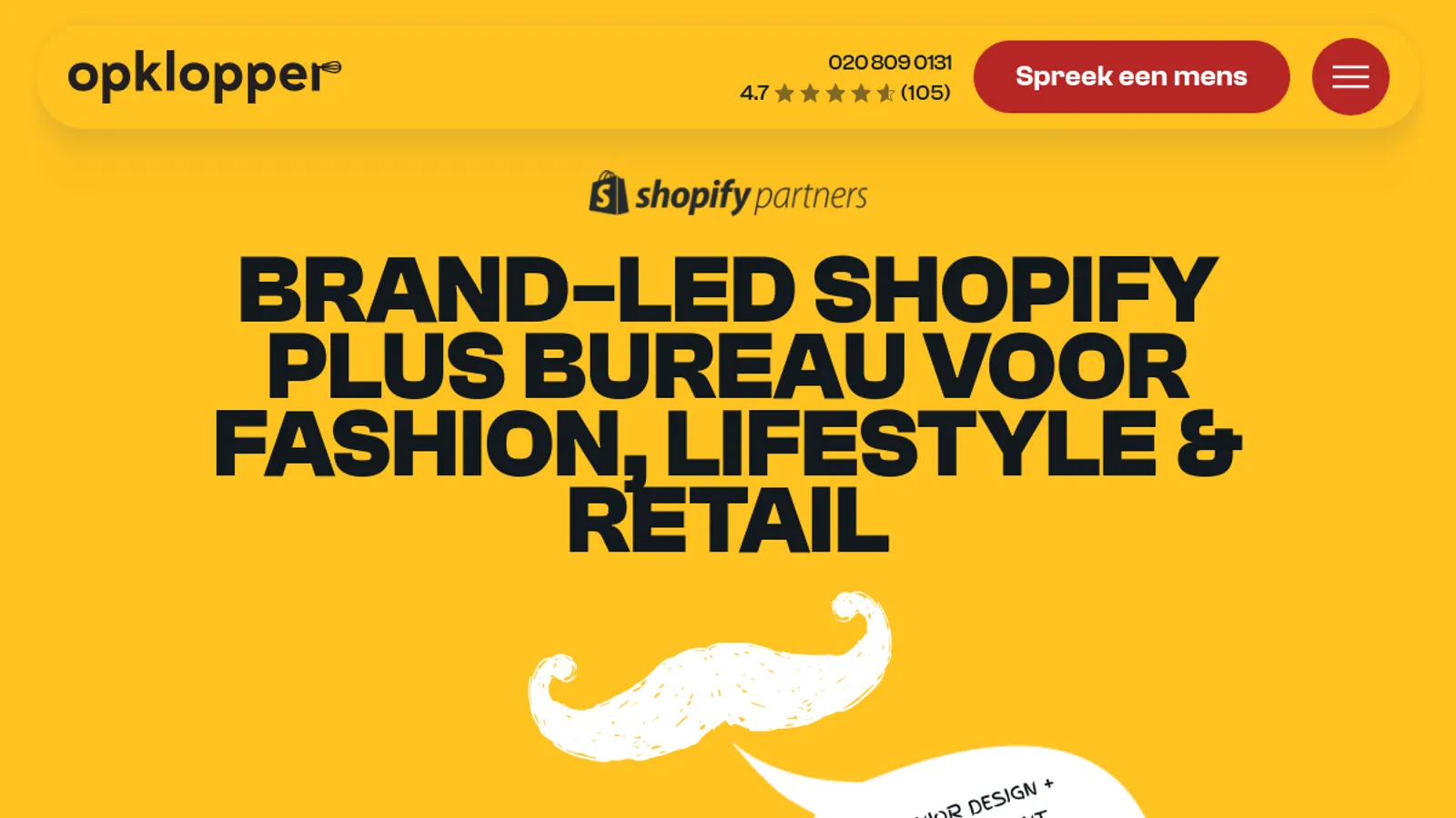 Screenshot of the Opklopper | Brand-led Commerce for Fashion, Lifestyle, Food & Retail | 100+ cases homepage