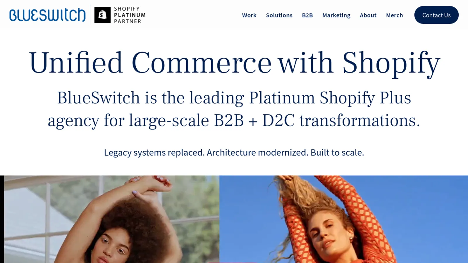 Screenshot of the BlueSwitch homepage