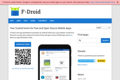 Screenshot of the F-Droid homepage