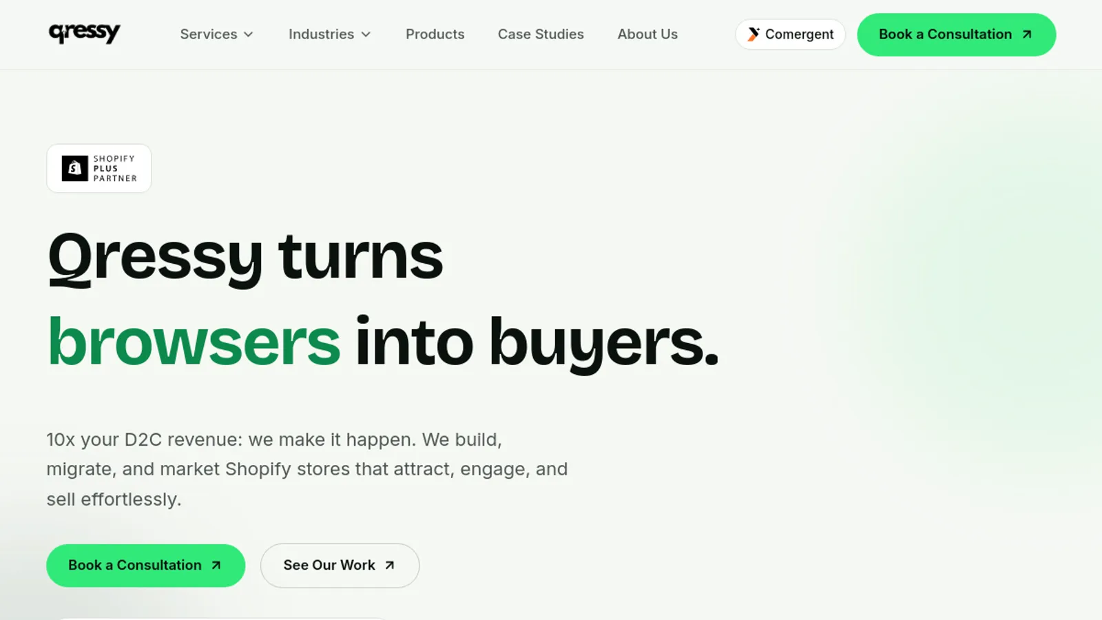 Screenshot of the qressy homepage