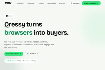 Screenshot of the qressy homepage