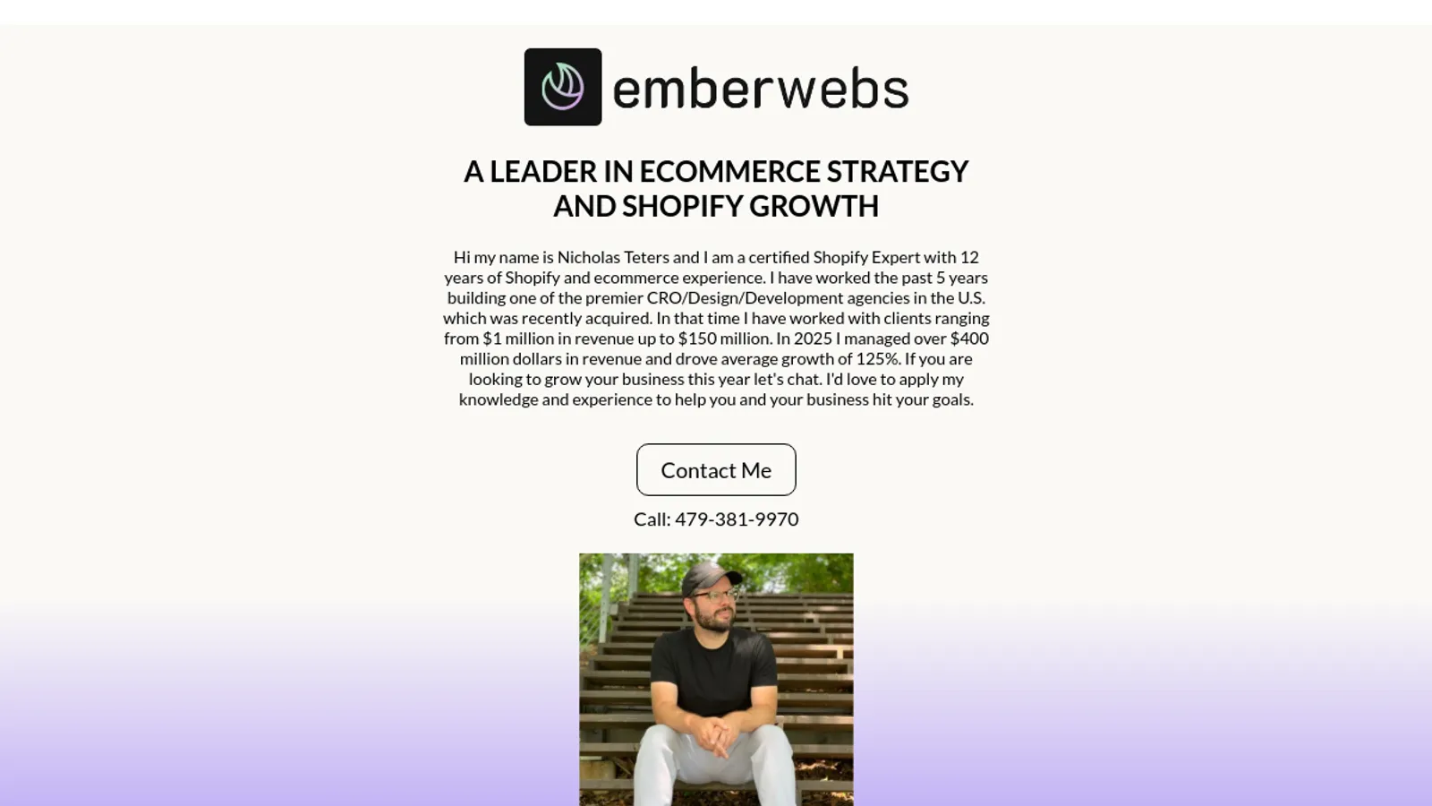 Screenshot of the Ember Webs homepage