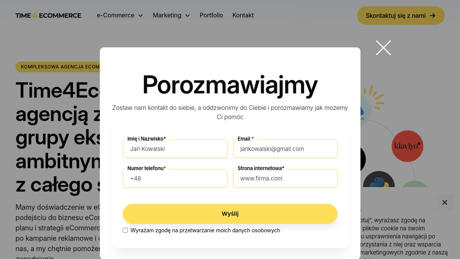 Screenshot of the Time4ecommerce homepage