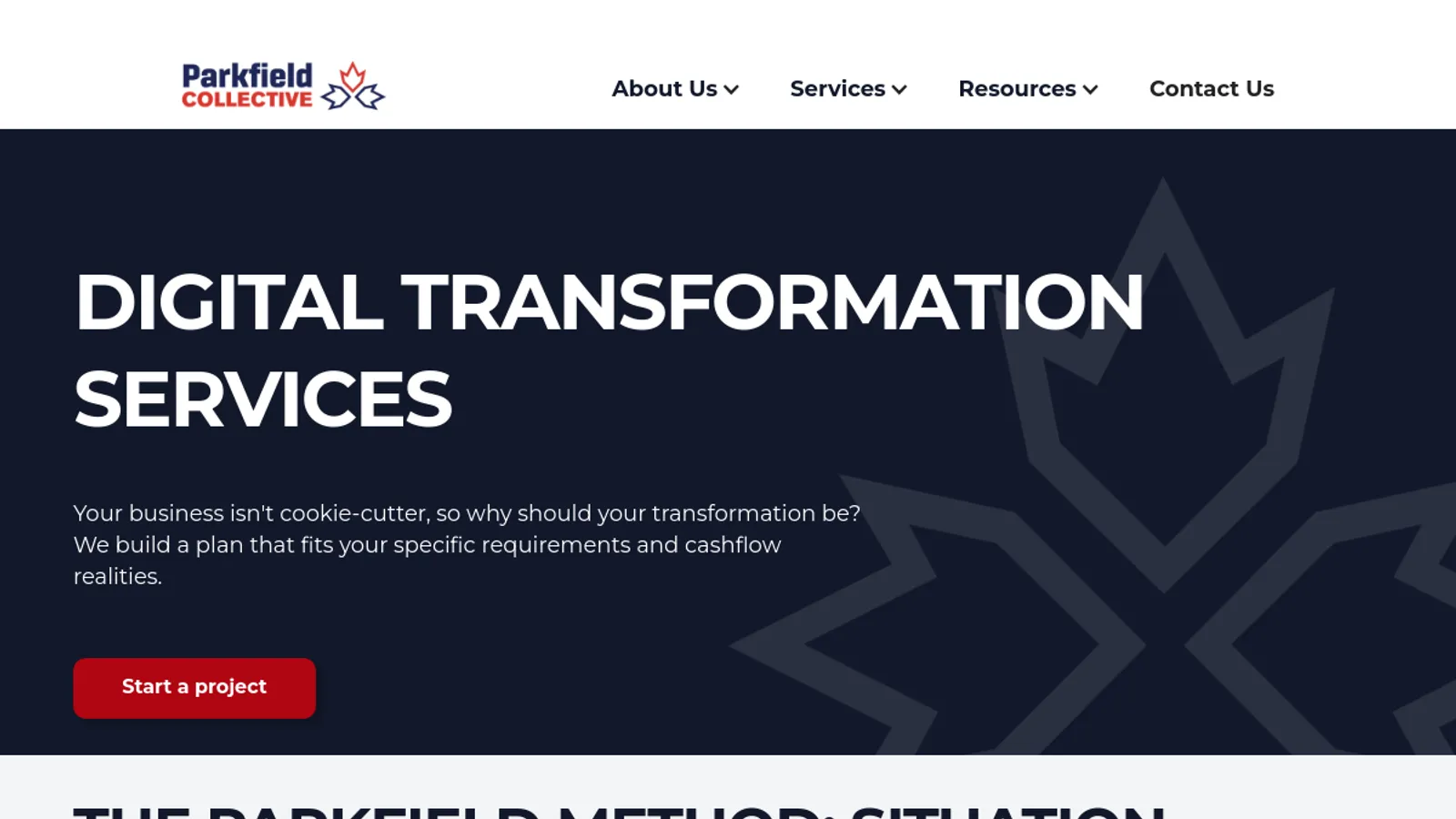 Screenshot of the Parkfield Collective homepage
