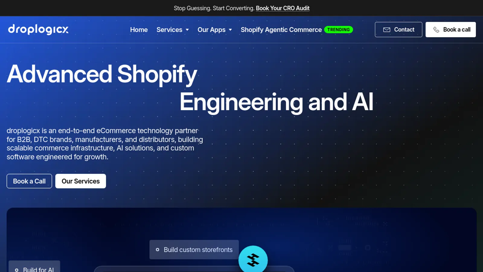 Screenshot of the droplogicx homepage