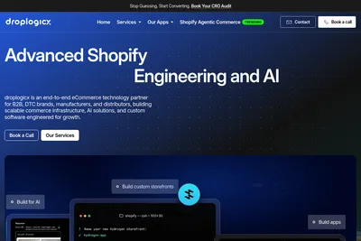 Screenshot of the droplogicx homepage