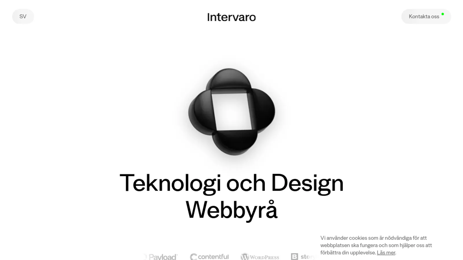 Screenshot of the Intervaro Agency homepage