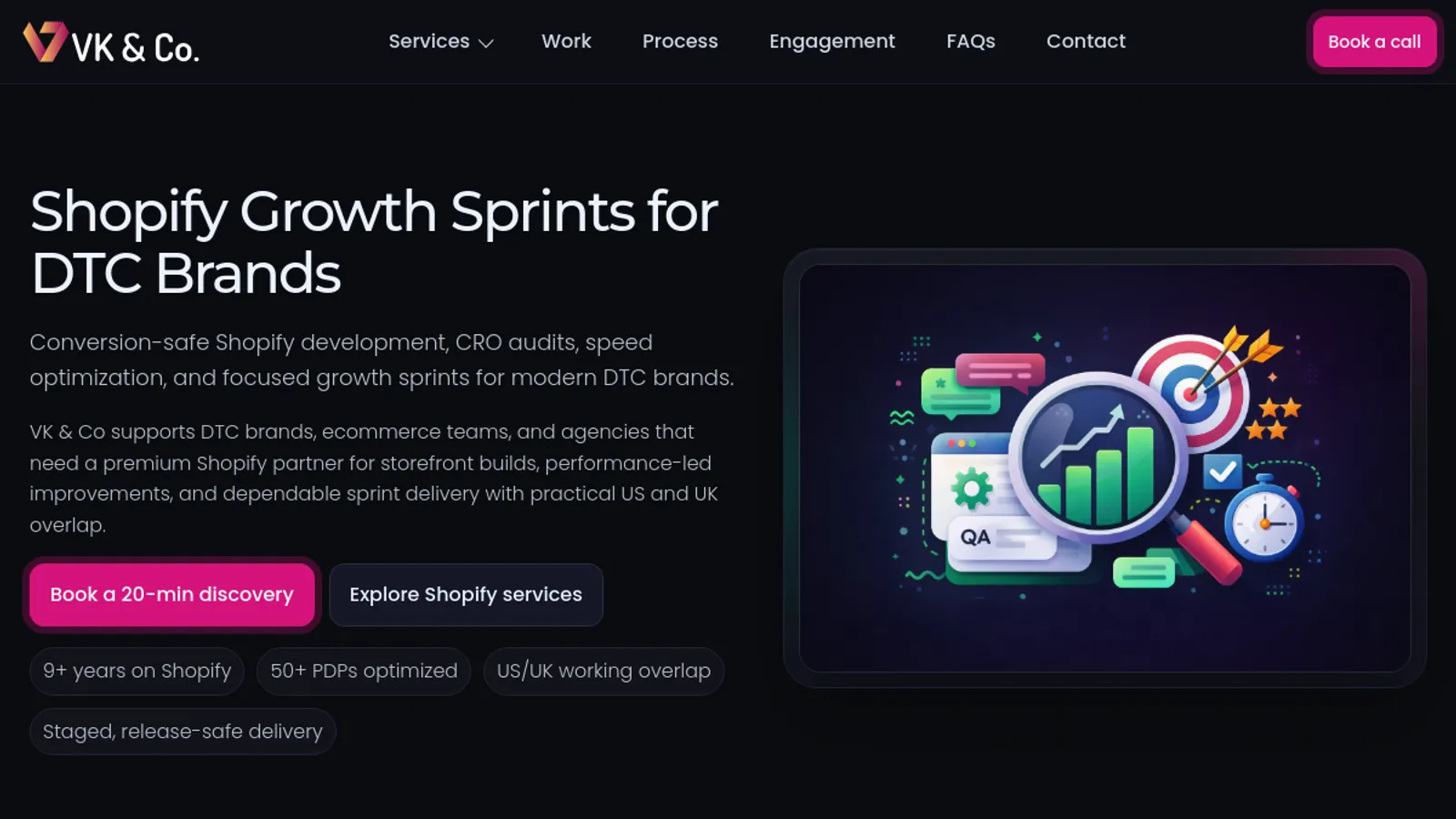 Screenshot of the VK & Co. Tech homepage